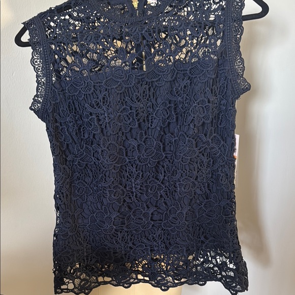 Nanette Lepore Blue Lace Sleeveless Blouse - Picture 1 of 6